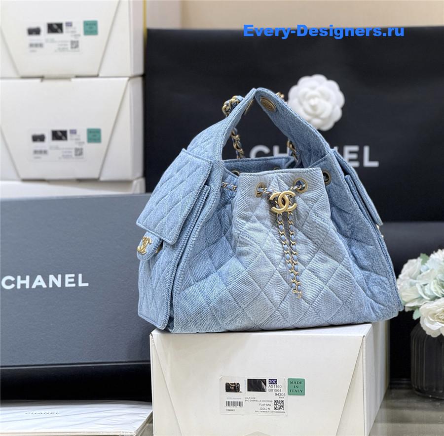 Ch**el small light blue washed denim handbag