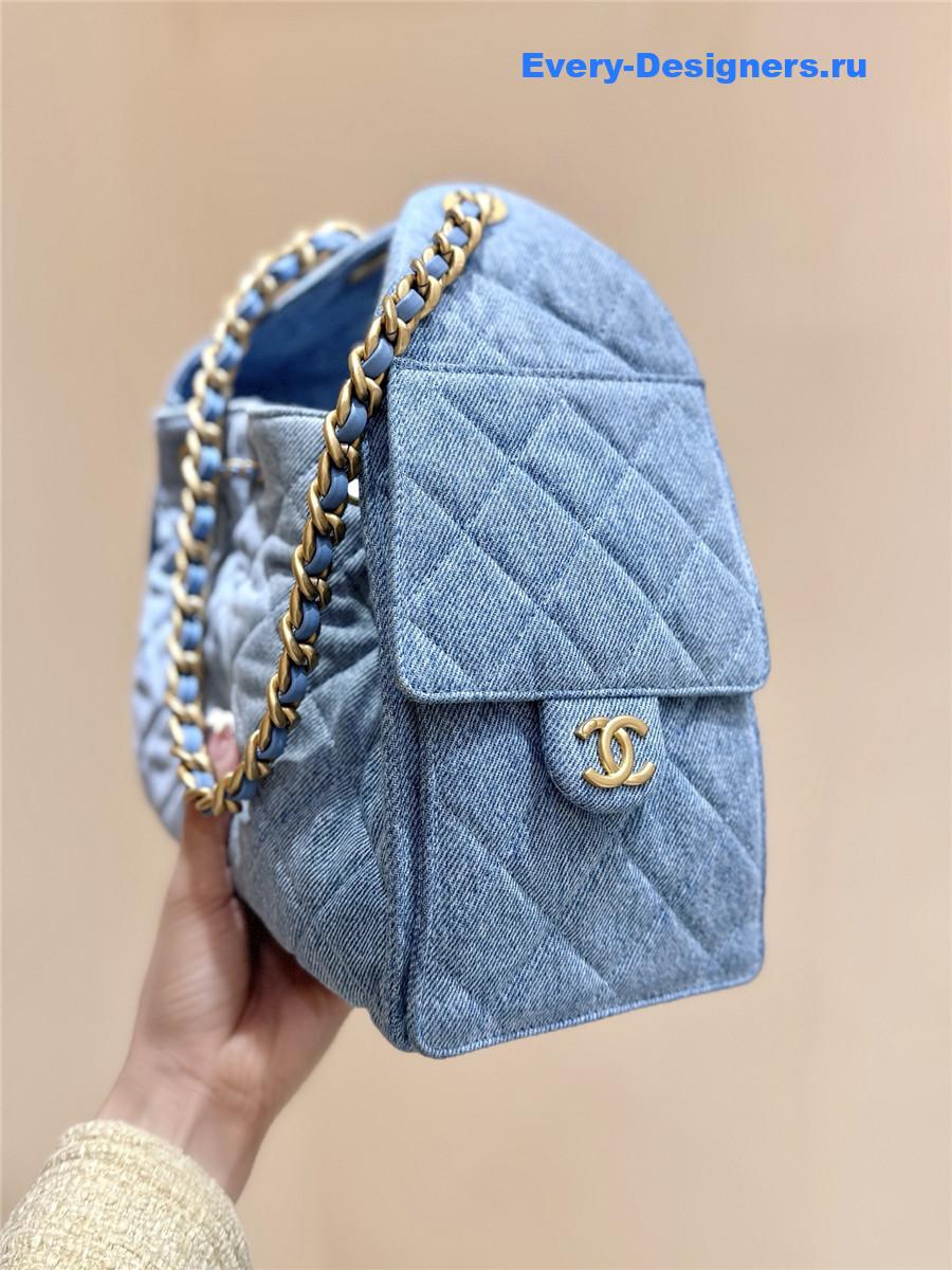 Ch**el small light blue washed denim handbag