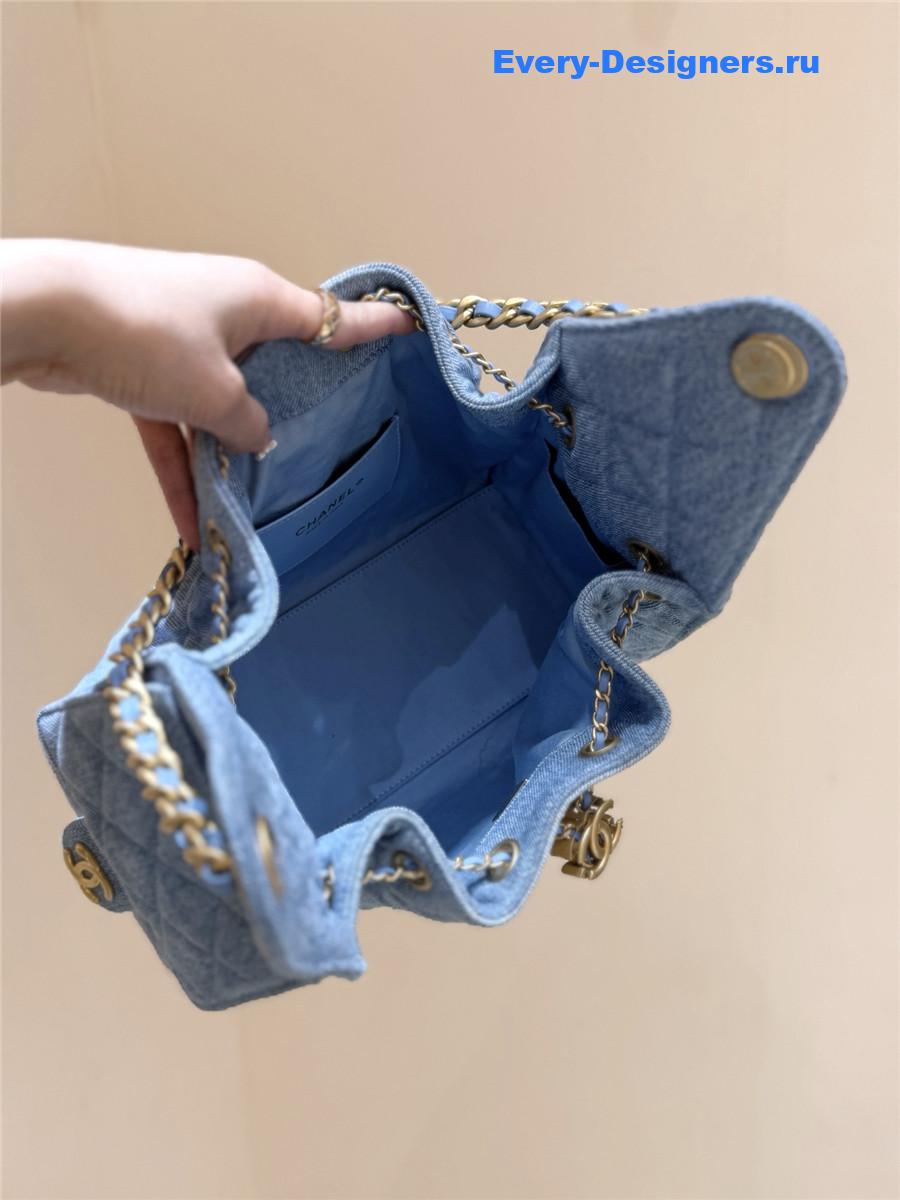 Ch**el small light blue washed denim handbag