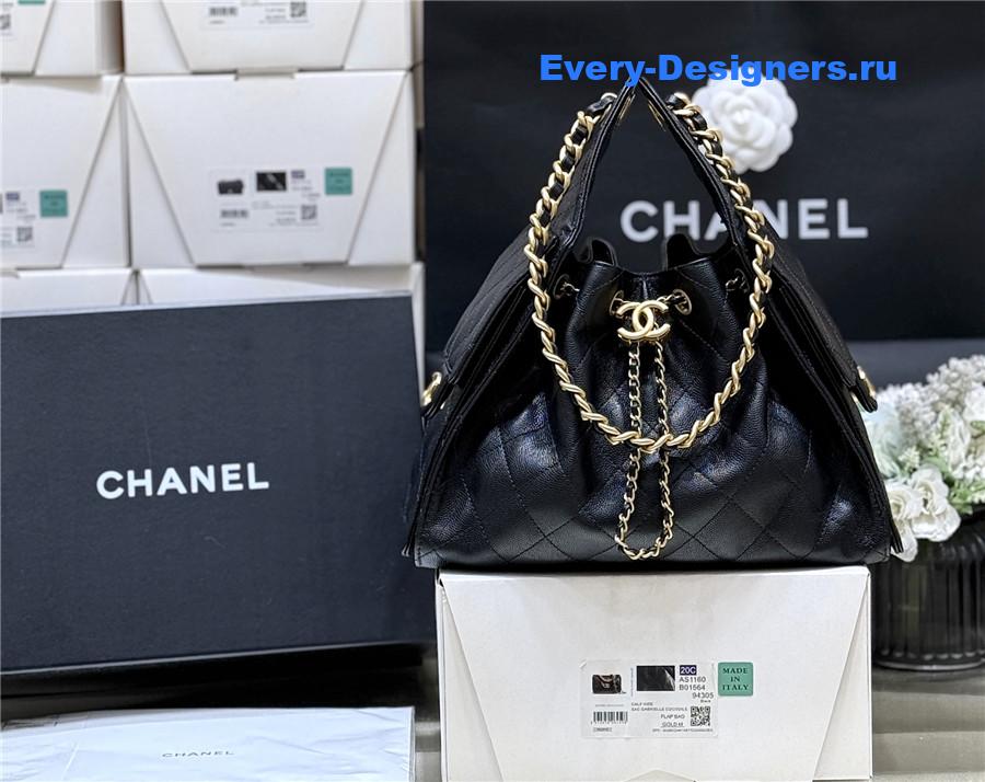 Ch**el small black calfskin handbag
