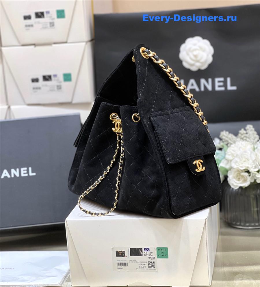 Ch**el small black suede calfskin handbag