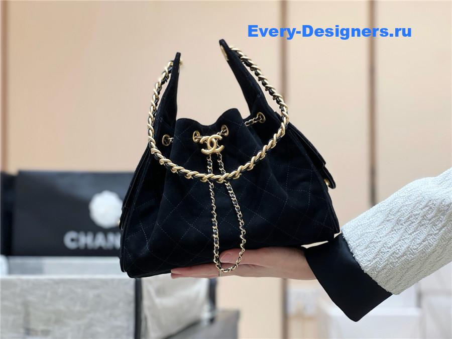 Ch**el small black suede calfskin handbag