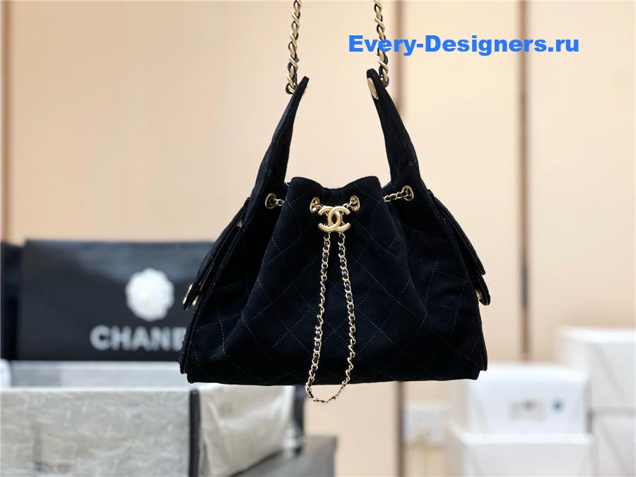 Ch**el small black suede calfskin handbag