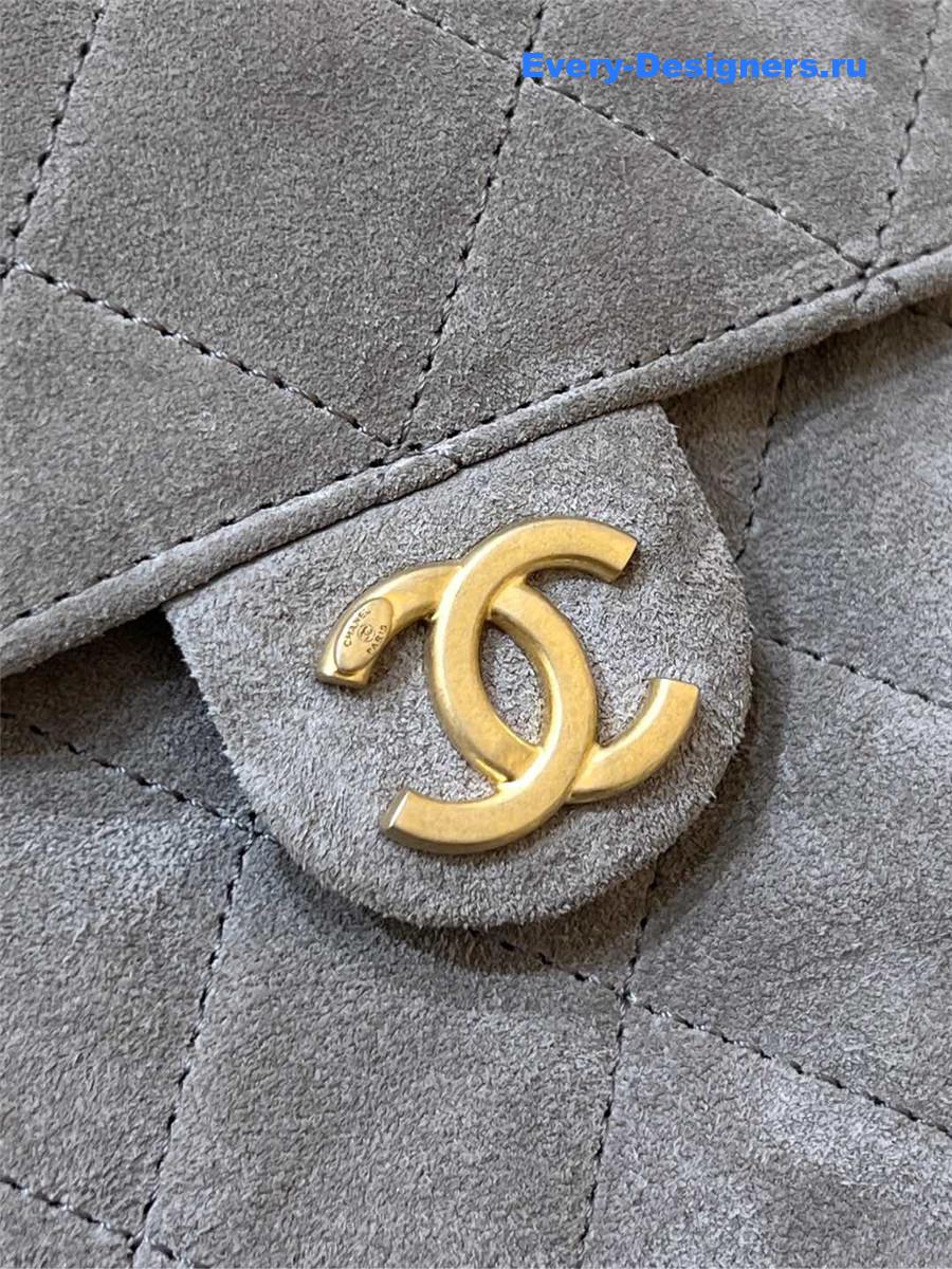 Ch**el small grey suede calfskin handbag