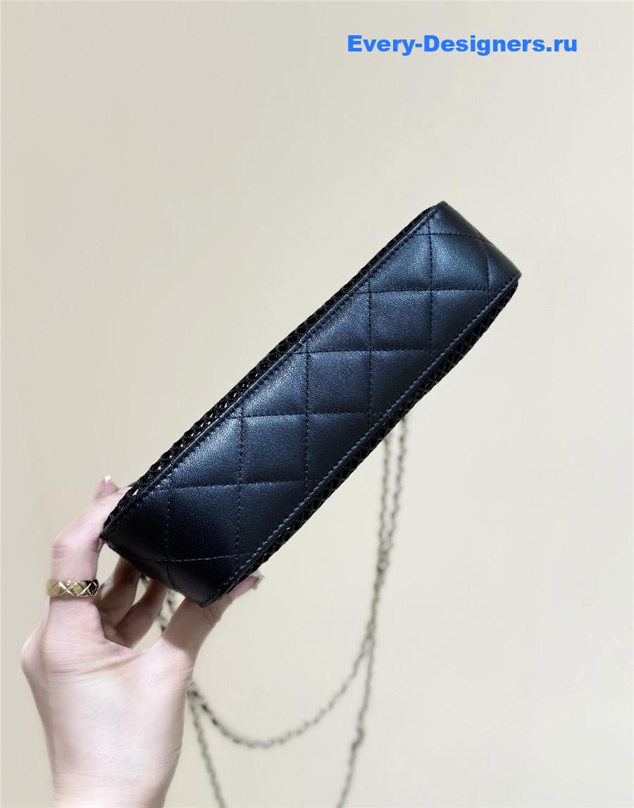 Ch**el chain black mesh lambskin clutch