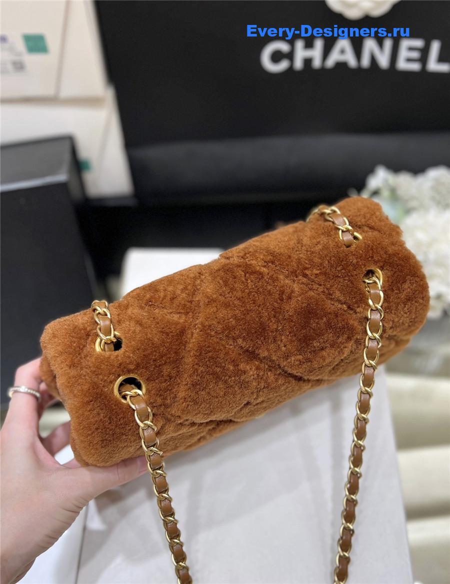 Ch**el brown shearling flap bag