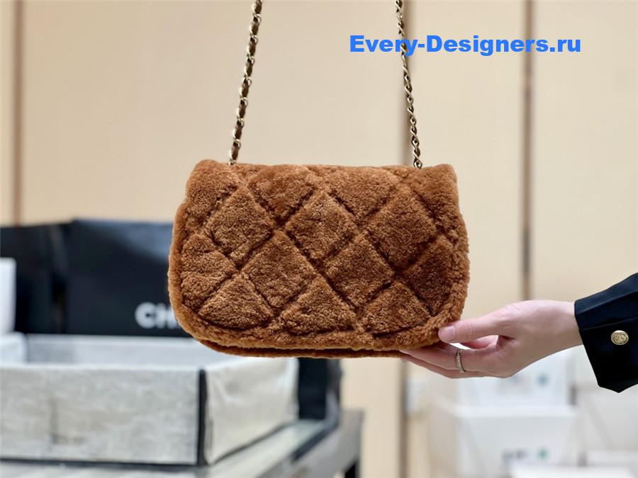 Ch**el brown shearling flap bag