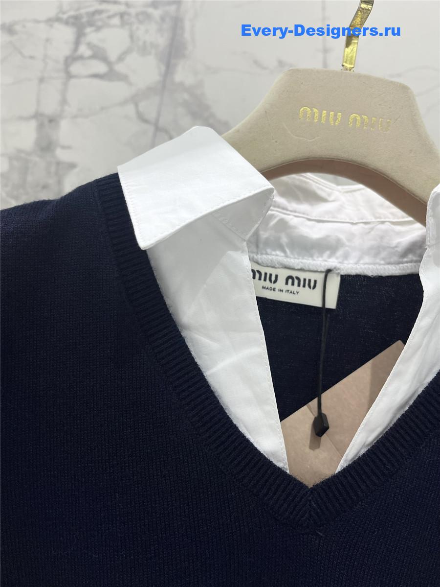 Miu Miu Short Sleeve Polo Top in Blue