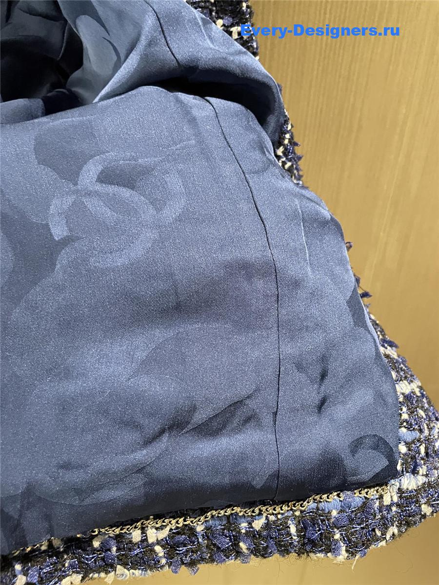 Ch**el blue plaid tweed jacket