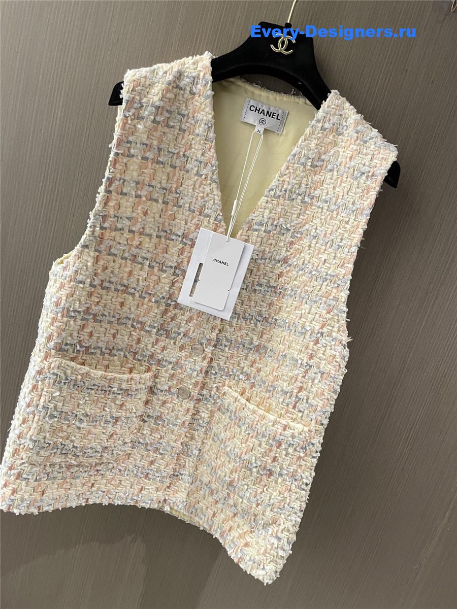 Ch**el checked tweed vest coat