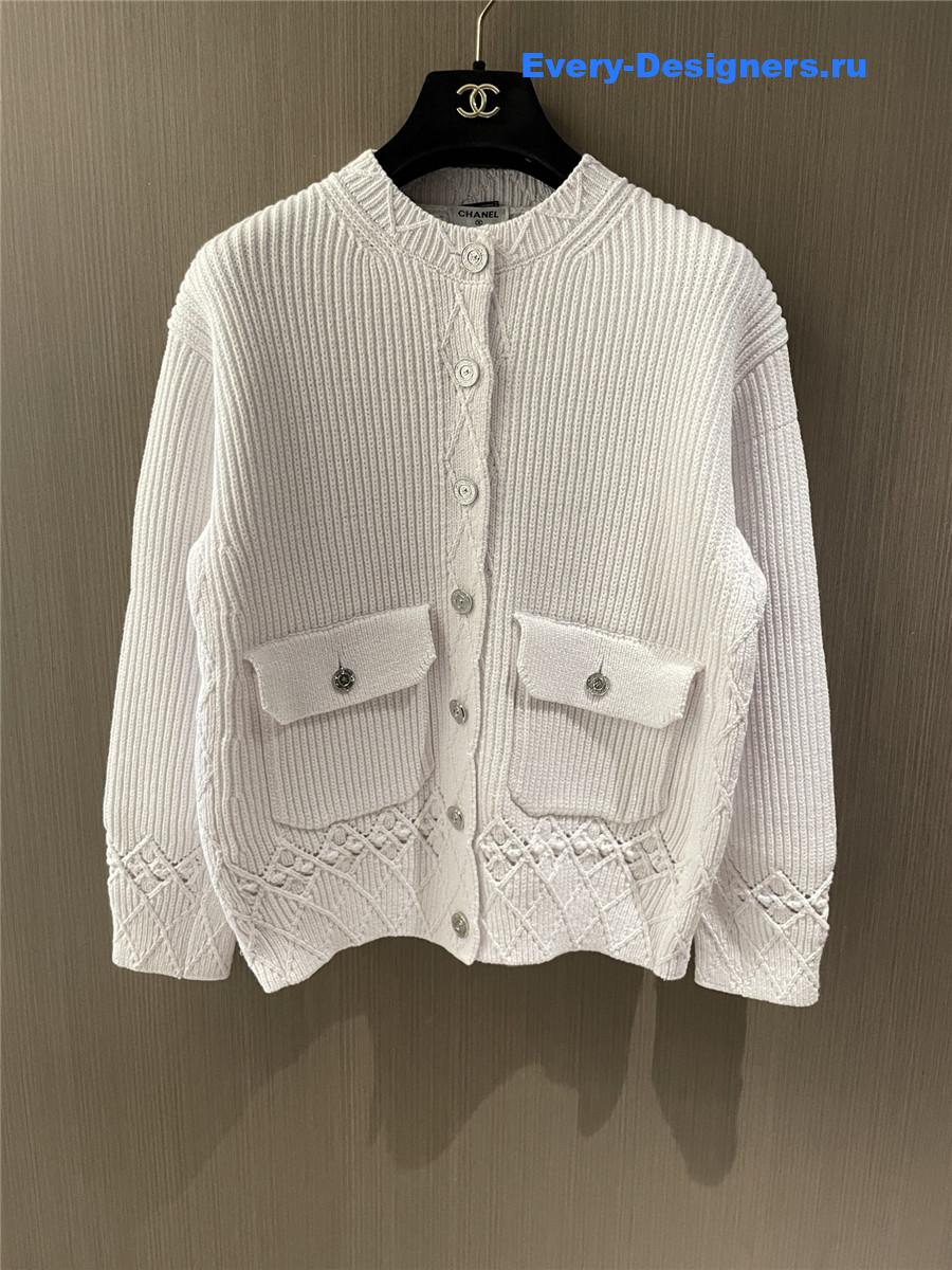 Ch**el white twill cardigan