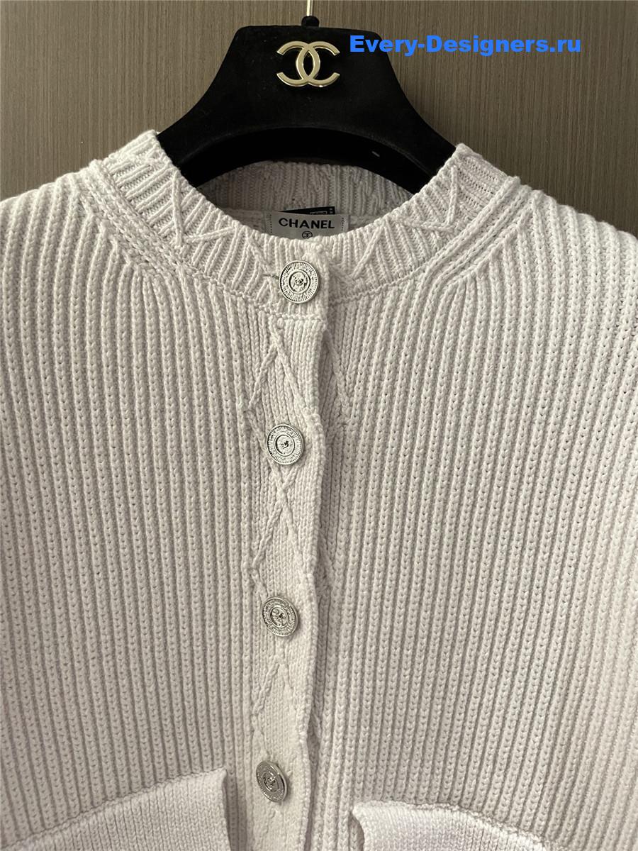 Ch**el white twill cardigan