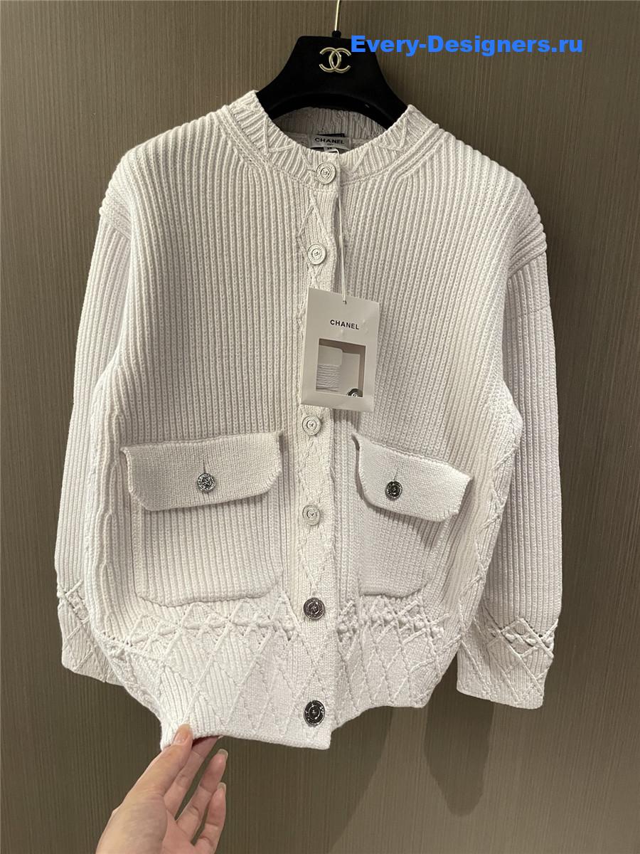 Ch**el white twill cardigan