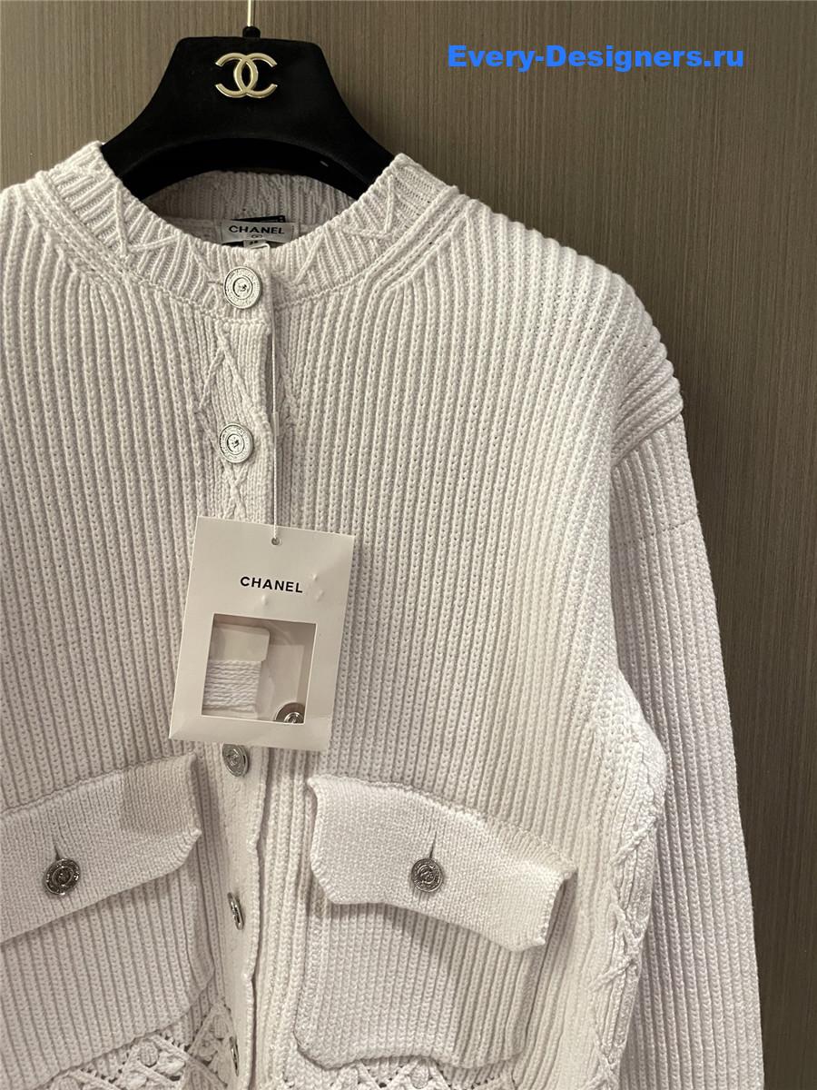 Ch**el white twill cardigan