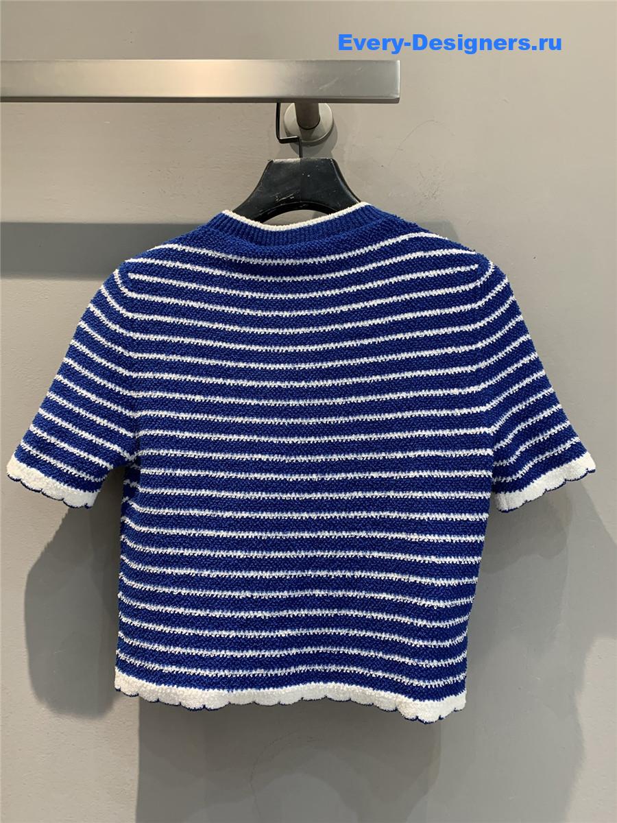 Miu Miu Blue White Striped Knit Top