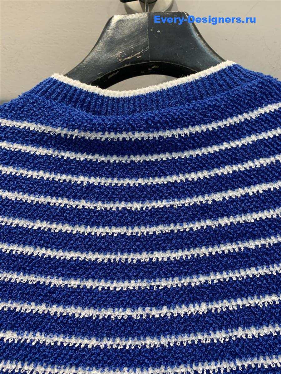 Miu Miu Blue White Striped Knit Top