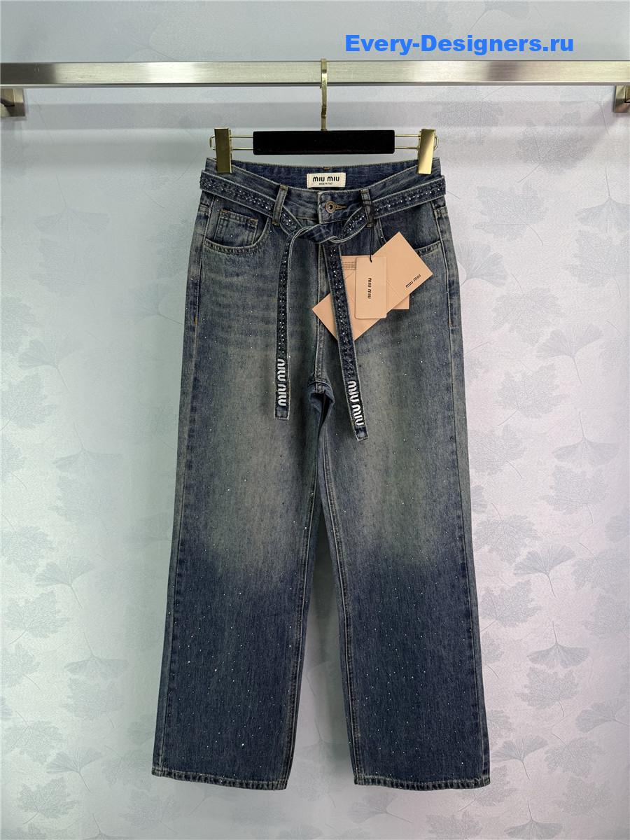 miu miu D1am0nd belt high waist jeans