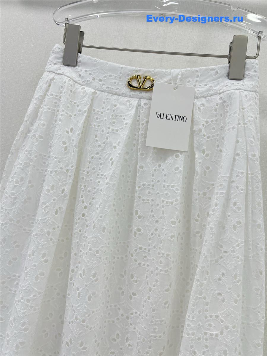 Va1e*ntin0 white lace midi skirt