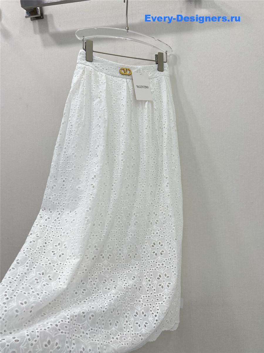Va1e*ntin0 white lace midi skirt