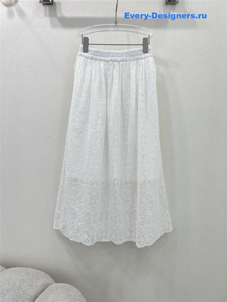 Va1e*ntin0 white lace midi skirt
