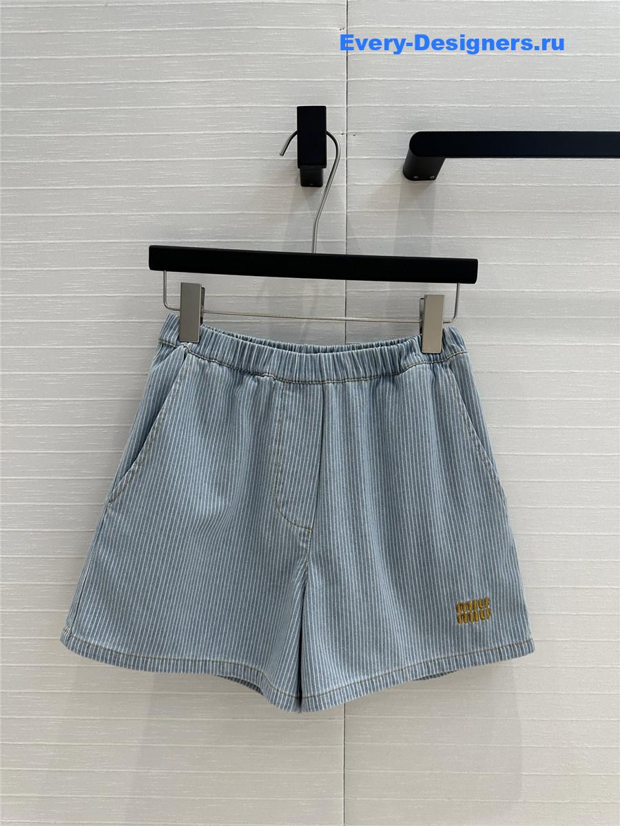 Miu Miu Striped Denim Shorts