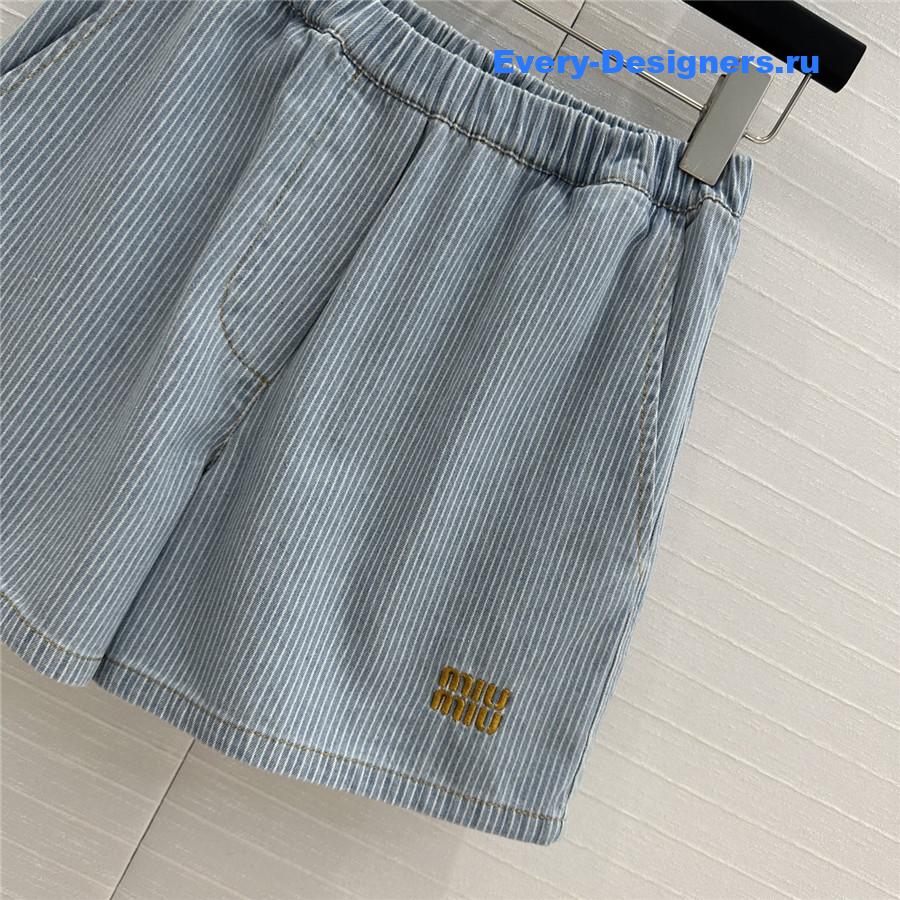 Miu Miu Striped Denim Shorts