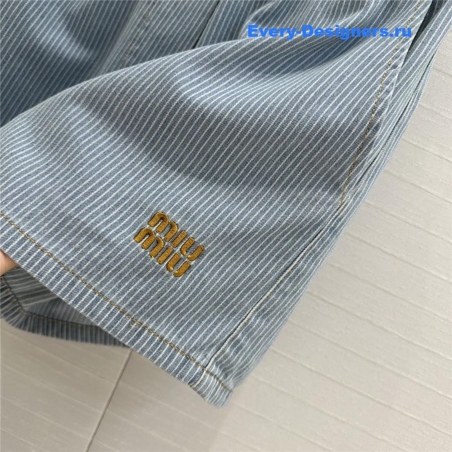 Miu Miu Striped Denim Shorts