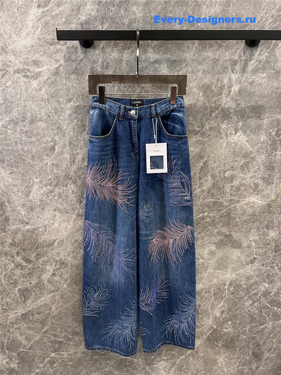 ch**el blue feather D1am0nd jeans