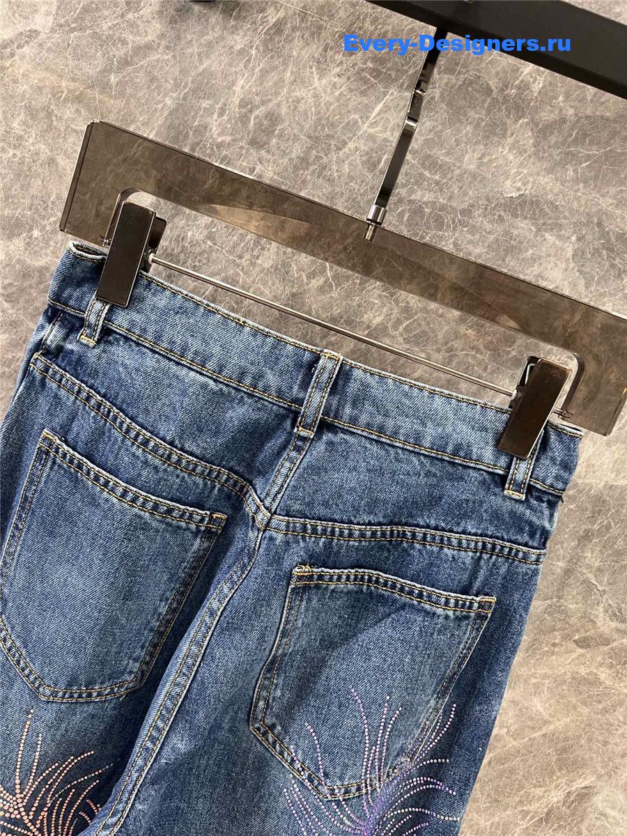 ch**el blue feather D1am0nd jeans