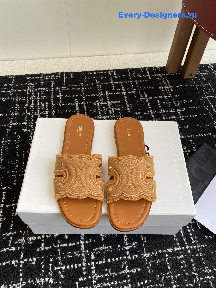 Ce1i*e marina brown denim fringed mule