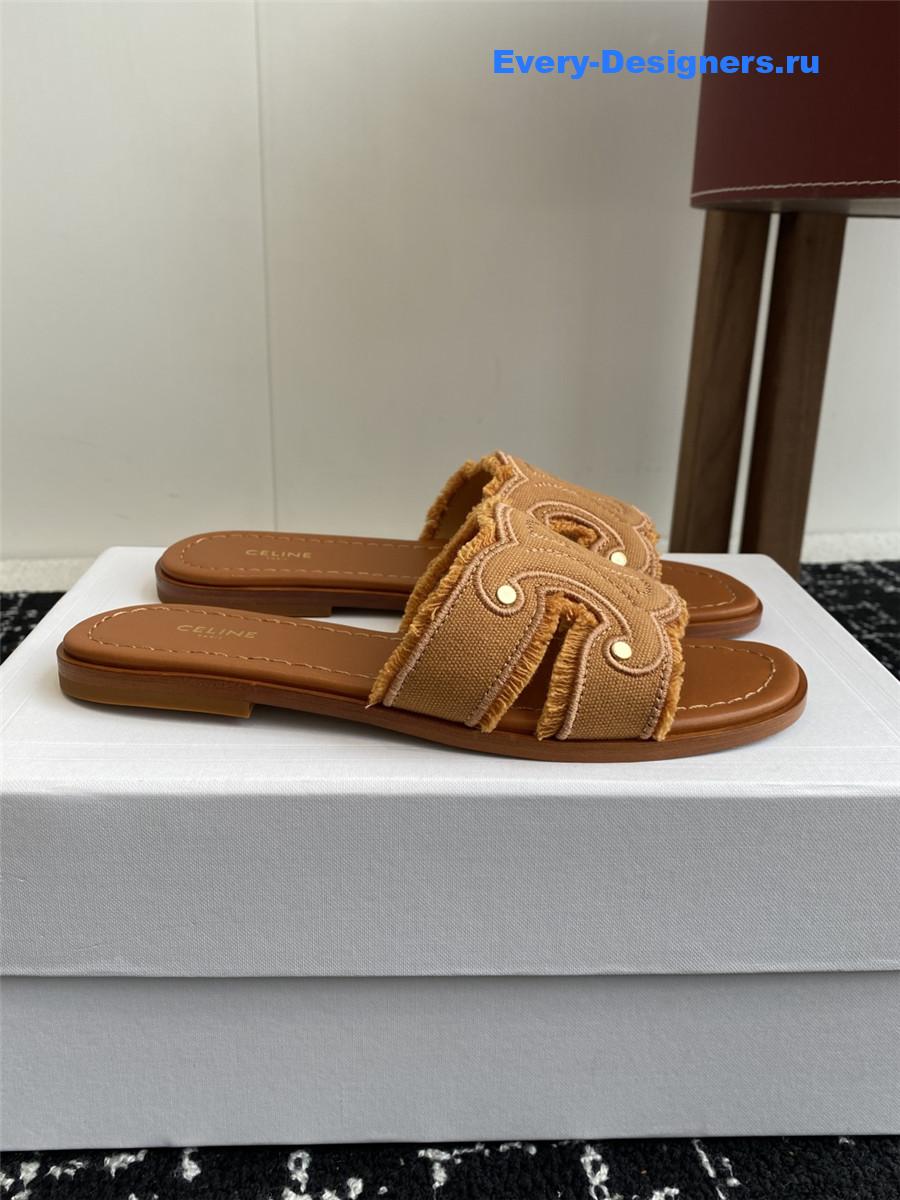 Ce1i*e marina brown denim fringed mule