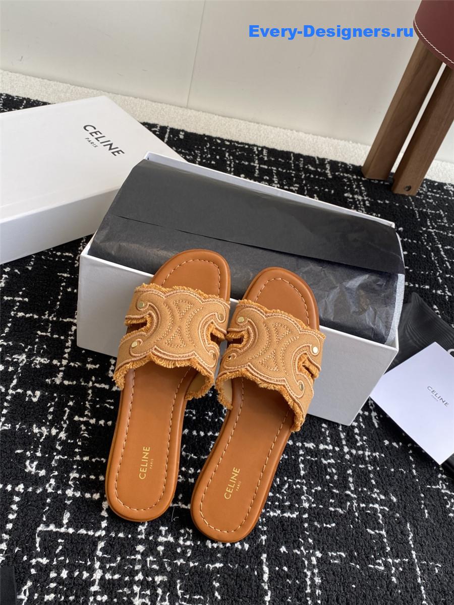 Ce1i*e marina brown denim fringed mule