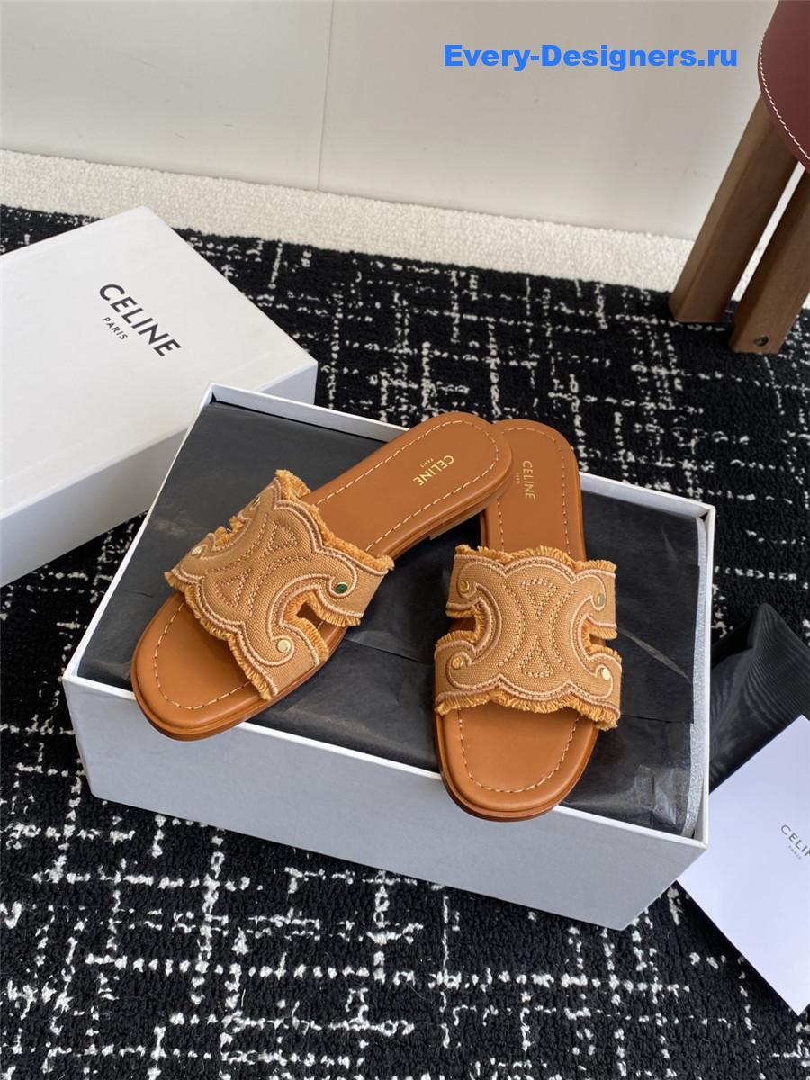 Ce1i*e marina brown denim fringed mule