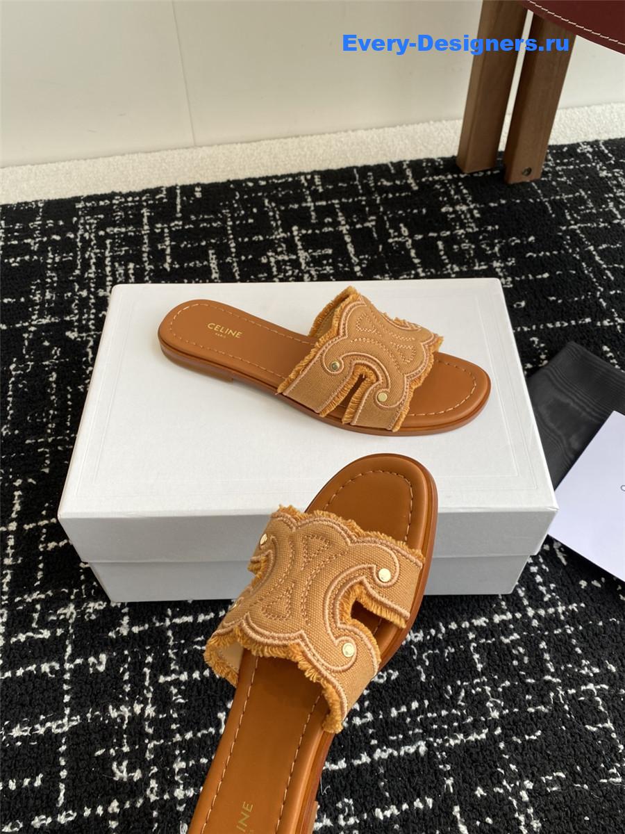 Ce1i*e marina brown denim fringed mule