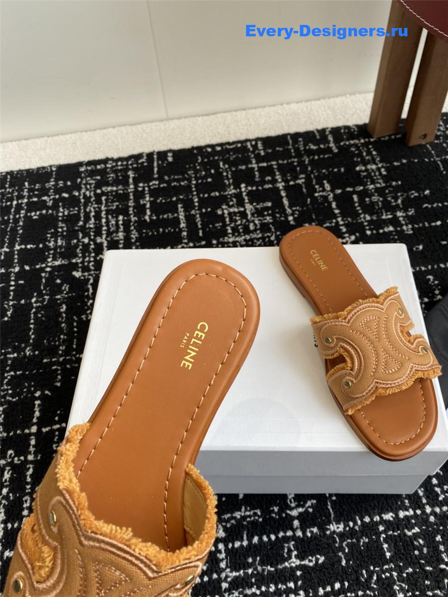 Ce1i*e marina brown denim fringed mule