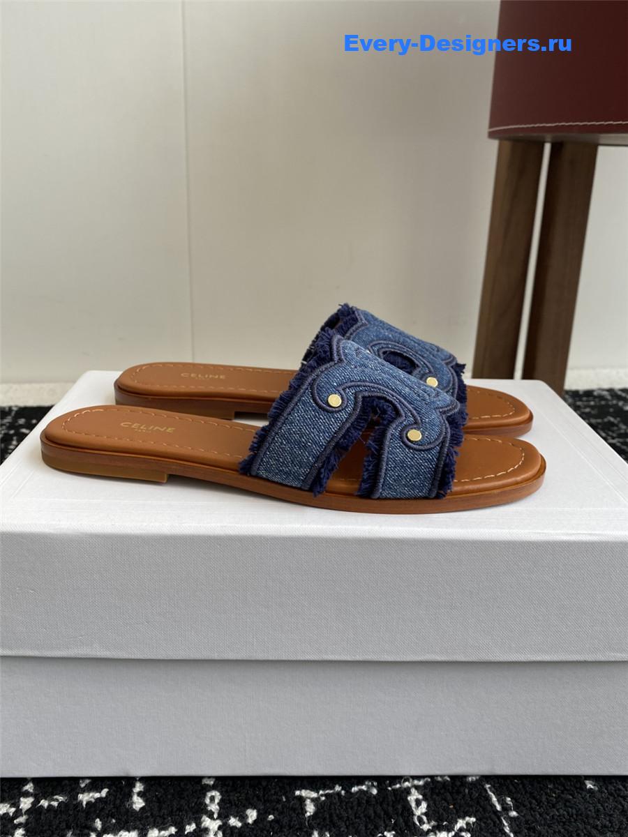Ce1i*e marina blue denim fringed mule