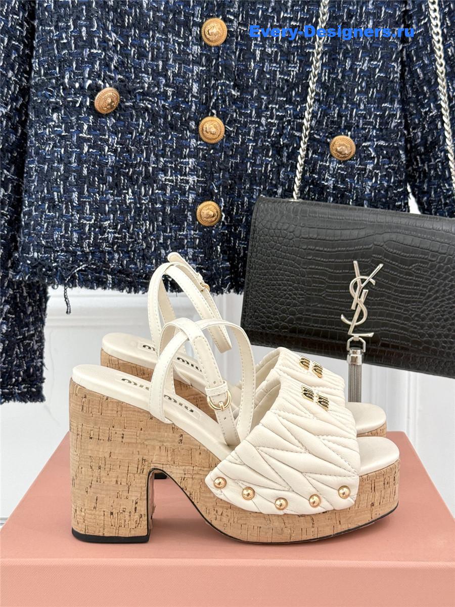 Miu Miu Quilted Platform Sandals