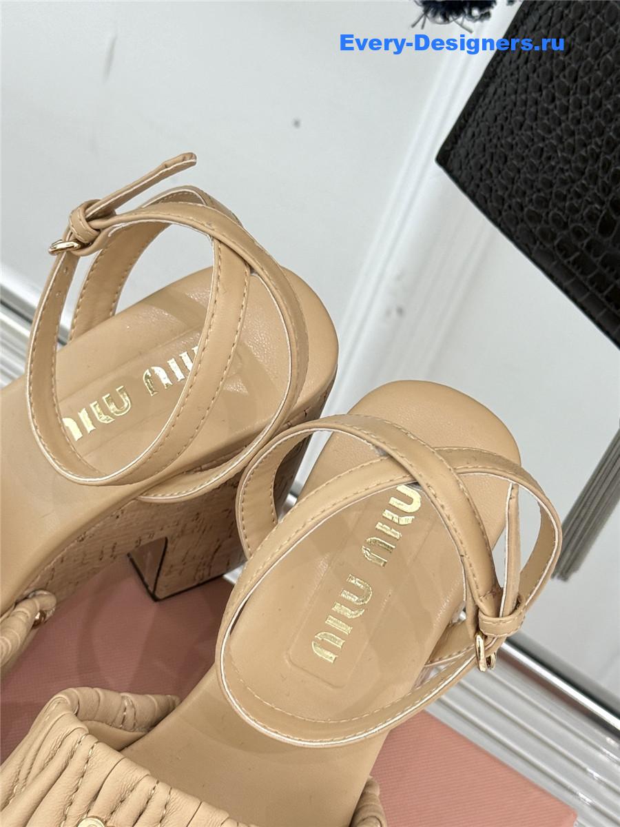 Miu Miu Brown Quilted Sandals