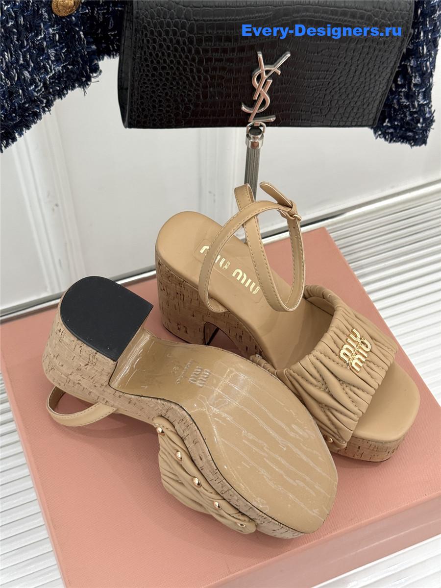 Miu Miu Brown Quilted Sandals
