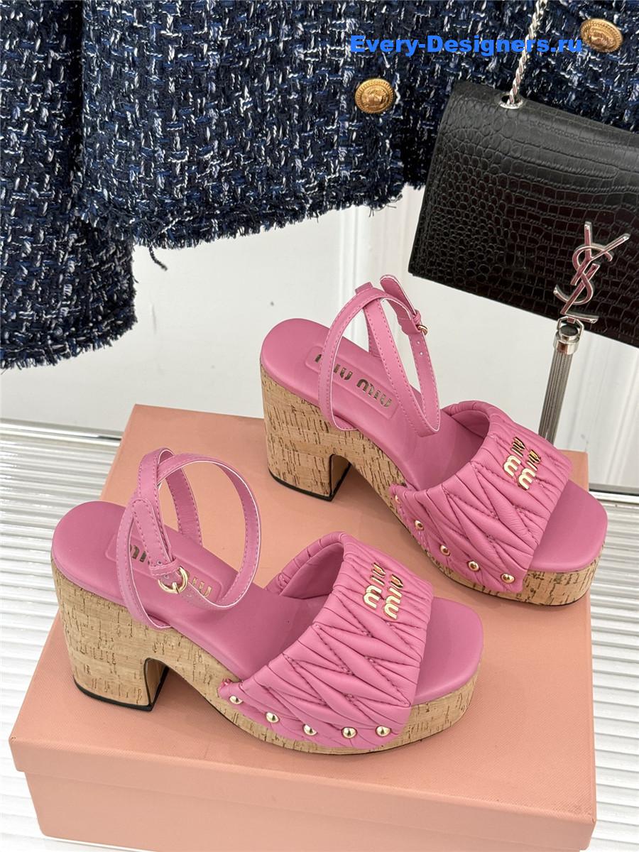 Miu Miu Pink Quilted Sandals