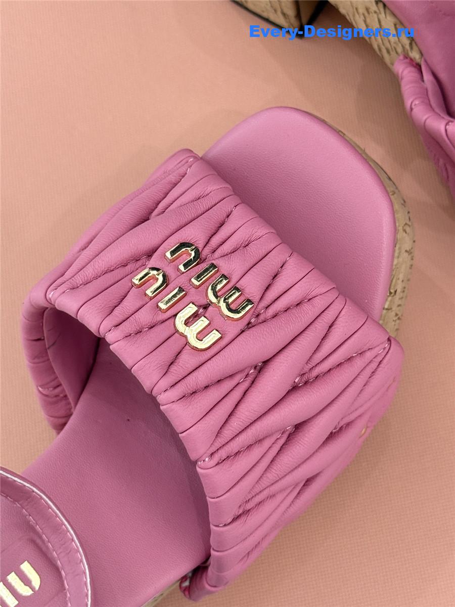 Miu Miu Pink Quilted Sandals