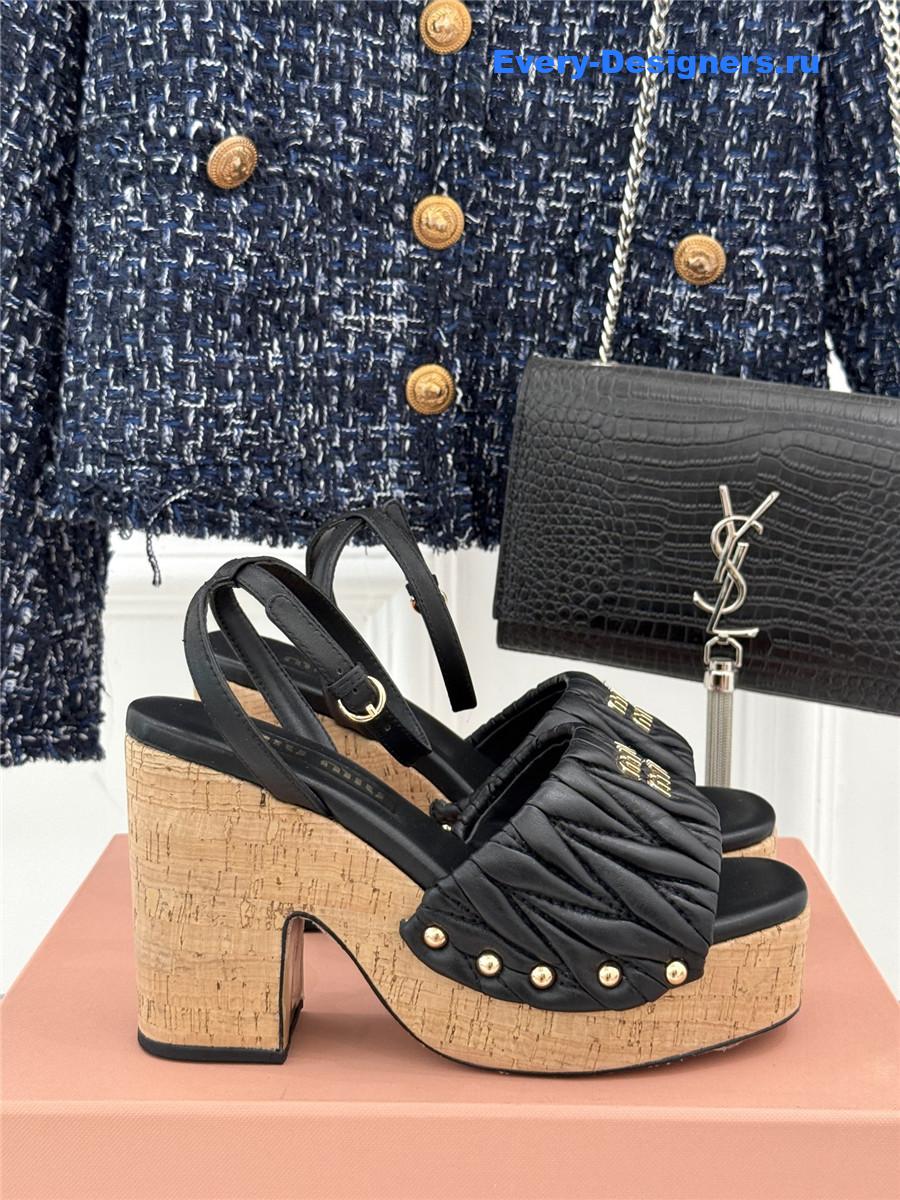 Miu Miu Black Quilted Sandals