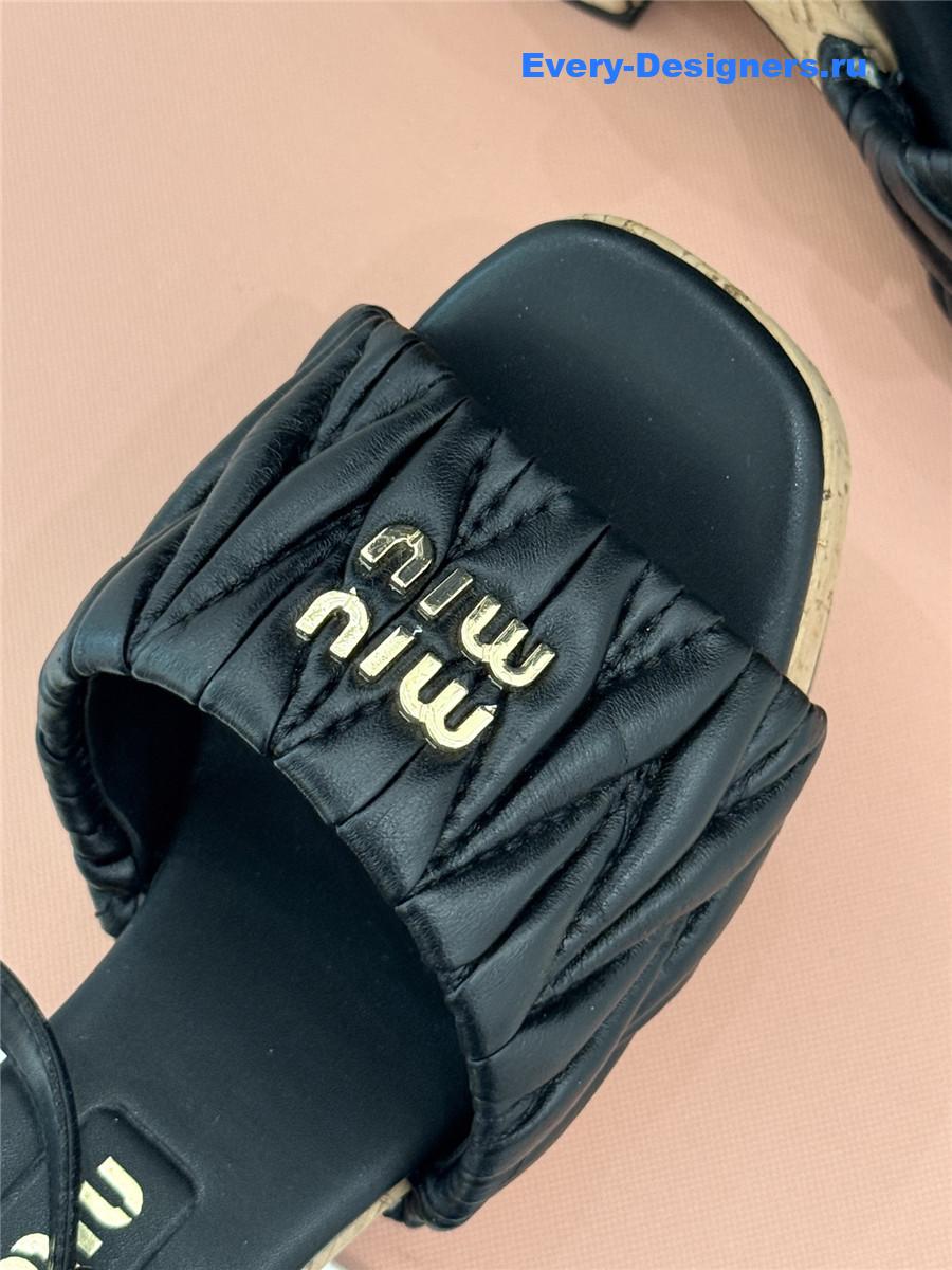 Miu Miu Black Quilted Sandals
