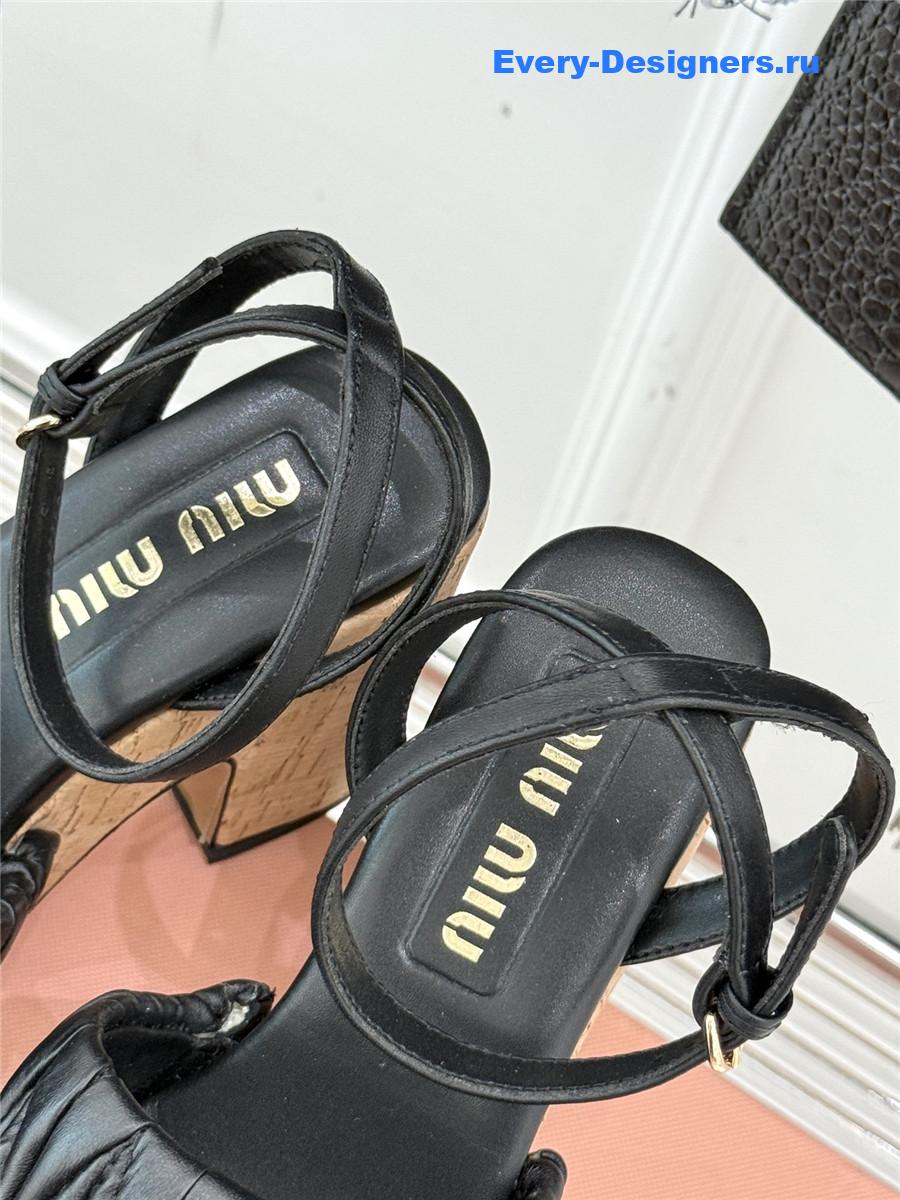 Miu Miu Black Quilted Sandals