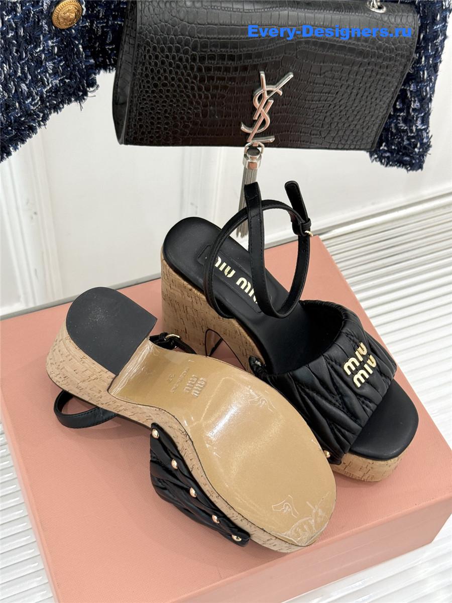 Miu Miu Black Quilted Sandals