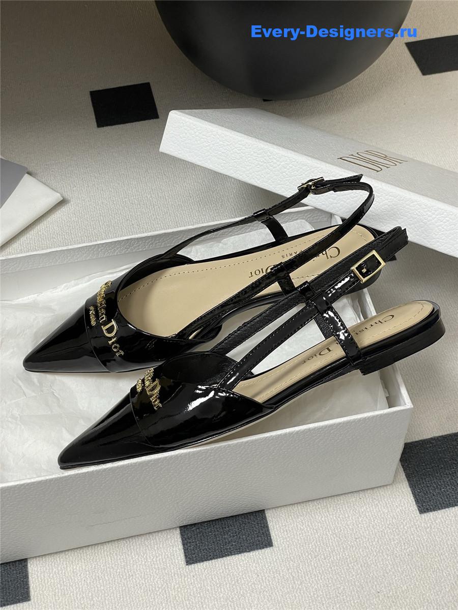 D10r black slingback flats