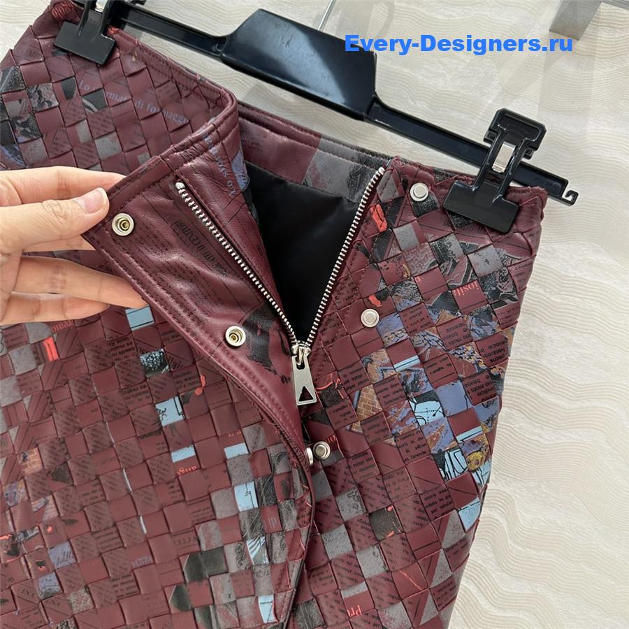 b0tt*ga Ven*ta graffiti woven leather skirt