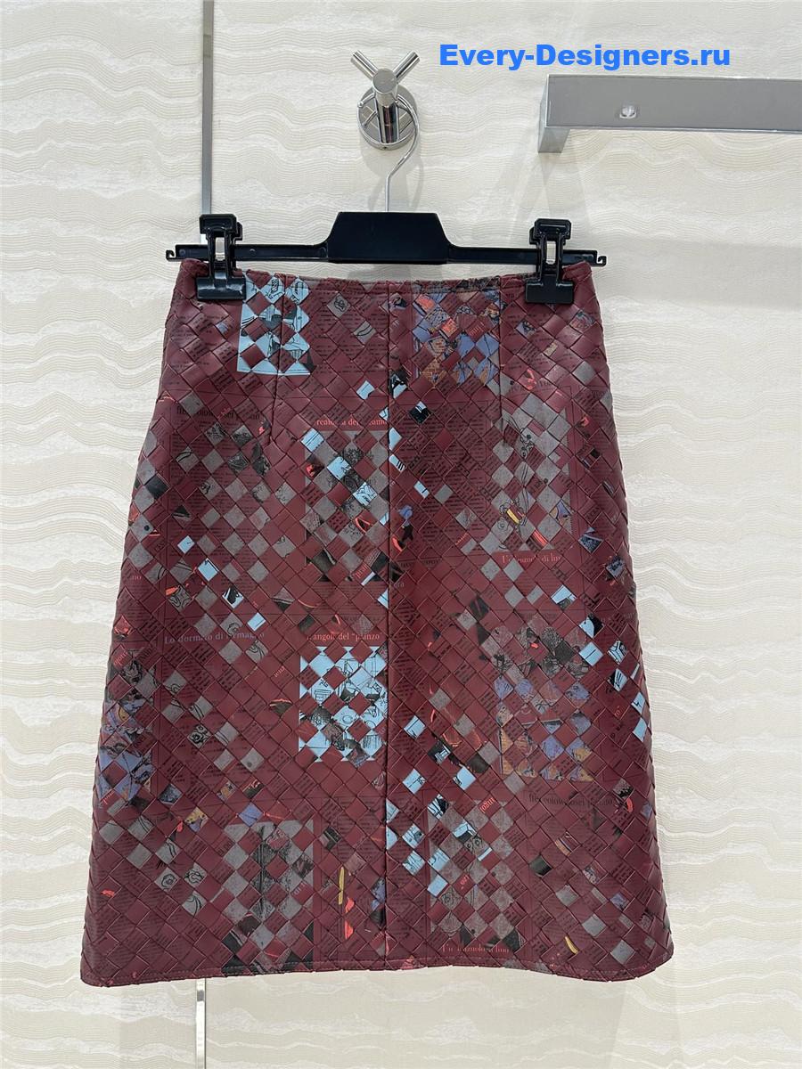 b0tt*ga Ven*ta graffiti woven leather skirt