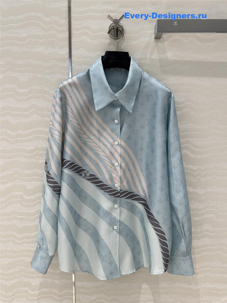 l0vis Vvtt0n lv wave print silk shirt