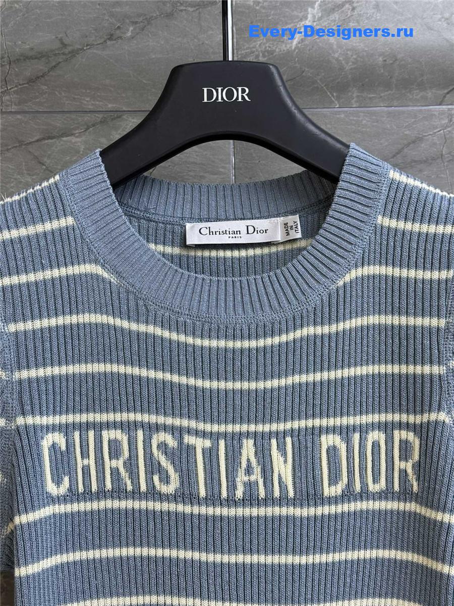 D10r blue striped knit top